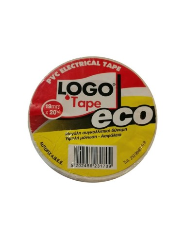 ΜΟΝΩΤΙΚΗ ΤΑΙΝΙΑ LOGO ECO 19mmX20y ΛΕΥΚΗ